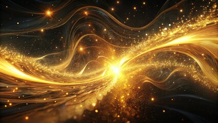 Wall Mural - golden particles creates a stunning waves of light and shining forms