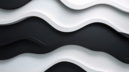 Poster - Wavy Black and White Background Design with Textured Waves