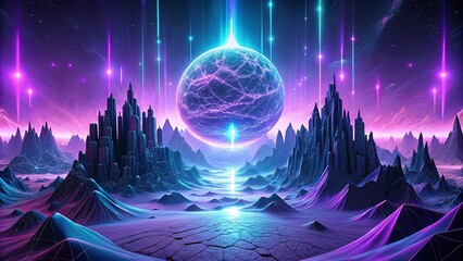 Wall Mural - a captivating violet computer technology background featuring intricate big data visualization, a fu