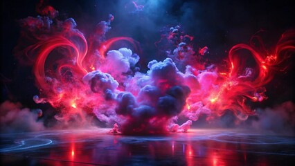 Wall Mural - a mesmerizing display of artificial magic smoke swirls and dances in a captivating red light against