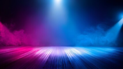 Wall Mural - background smoky texture in blue, purple and pink colors. dark scene with neon lights and spotlights