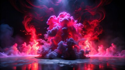 Wall Mural - a mesmerizing display of artificial magic smoke swirls and dances in a captivating red light against