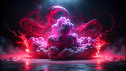 Wall Mural - a mesmerizing display of artificial magic smoke swirls and dances in a captivating red light against