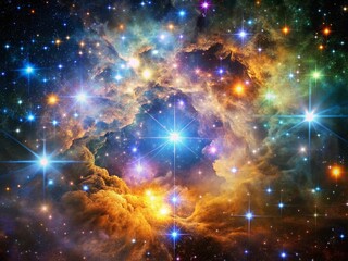Wall Mural - Breathtaking Star Cluster Nebula: Deep Space Cosmic Cloudscape with High Depth of Field