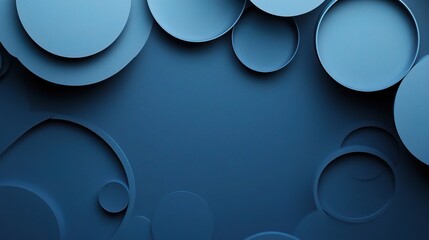Poster - Abstract Modern Background with Round Shapes in Cool Blue Tones