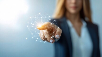 Poster - Businesswoman Pointing at Digital Screen with Data Visualization
