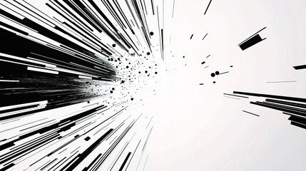Poster - Black and White Abstract Halftone Design with Dynamic Perspective