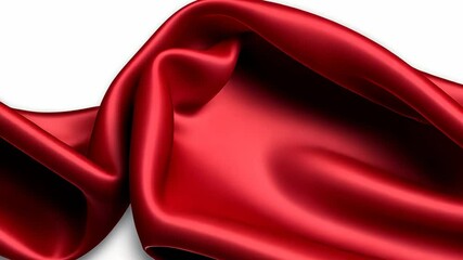 Poster - Elegant Red Silk Fabric Draped with Smooth Curves and Soft Shadows in Light