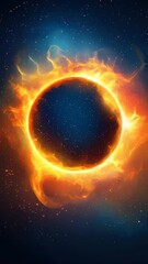 Poster - Stunning Solar Eclipse With Fiery Halo Illuminating the Night Sky