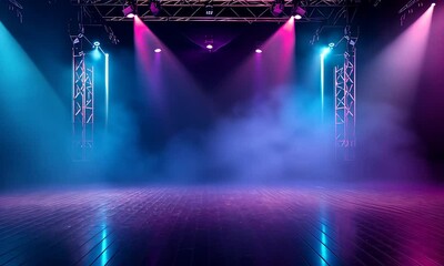 Wall Mural - background smoky texture in blue, purple and pink colors. dark scene with neon lights and spotlights