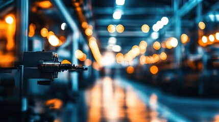 Poster - Blurred Abstract Background of Industrial Factory Equipment and Lights