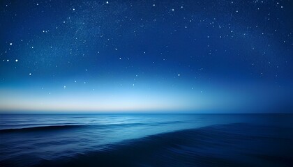 Poster - Night sky and sea. Night sky and stars. Starry night sky over the ocean with copy space.