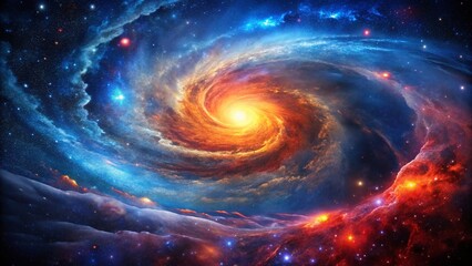 Wall Mural - cosmic nebula: blue and red hues in low light