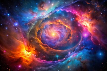 Wall Mural - cosmic nebula long exposure: vibrant colors & starry night