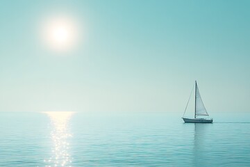  Tranquil Sailboat on a Serene Sea under a Bright Sky