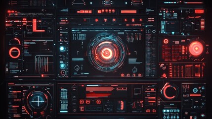 Poster - Abstract Technology Interface with Glowing Light Patterns and Effects