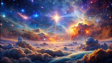 Wall Mural - experience breathtaking beauty of a nebula as celestial clouds gracefully dance, vibrant star nurser