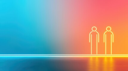 Aufkleber - Minimalist neon figures against a gradient background showcasing modern simplicity