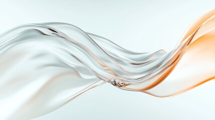 Poster - Transparent flowing water creating gentle waves in shades of orange and white, evoking purity and freshness against a light background, perfect for nature and wellness projects