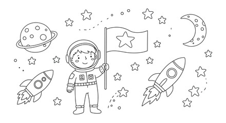  Cheerful Kids Engaged in Fun Activities Simple Line Art Coloring Pages for Children.
