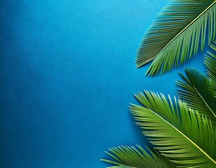 Beautiful palm leaf on color background, top view and space for text. Exotic plant