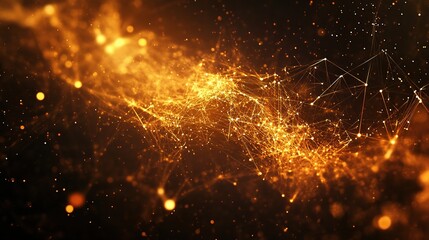 Poster - Glowing Abstract Tech Background with Connections in Dark Space
