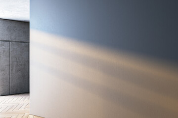 Poster - Modern empty gallery interior with natural light and textured walls. 3D Rendering