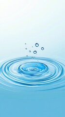Aufkleber - Raindrops delicately hitting a calm water surface, creating concentric ripples and bubbles. The serene blue tones evoke tranquility and the natural beauty of rain on water