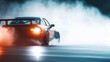 © Lexie - Car drifting, Blurred of image diffusion race drift car with lots of smoke from burning tires on speed track