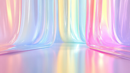 Wall Mural - abstract holographic curtain: a vibrant and ethereal backdrop with holographic curtains in a spectru