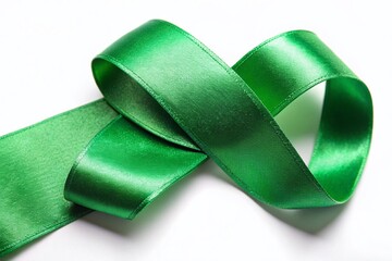 Wall Mural - Elegant Green Ribbon Isolated on White Background: Perfect for Design Projects