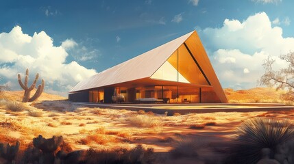 Wall Mural - Modern Desert House Architectural Design Golden Hues