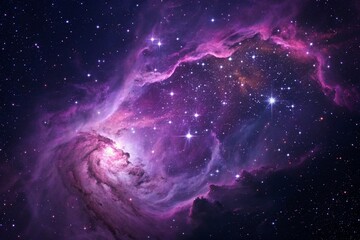 Wall Mural - Purple gas nebulae in space and sparkling stars