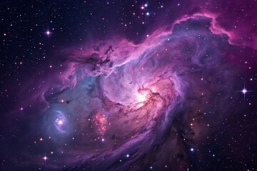 Wall Mural - Purple gas nebulae in space and sparkling stars