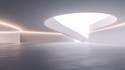 Poster - Spacious Modern Hall with Soft Lighting and White Walls
