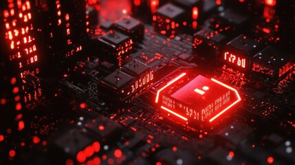 Poster - Cyberpunk Red Circuitry: A Glowing Digital Core