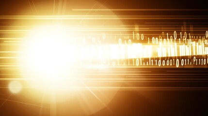 Poster - Abstract Digital Stream: A Glowing Burst of Binary Code
