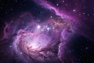 Wall Mural - Purple gas nebulae in space and sparkling stars