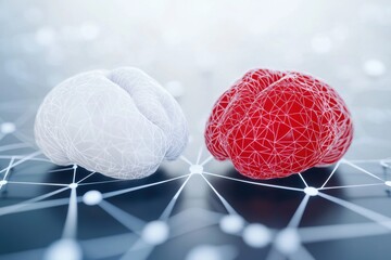 Poster - Abstract Representation of Dual Brain Concept with Network Connections and Nodes