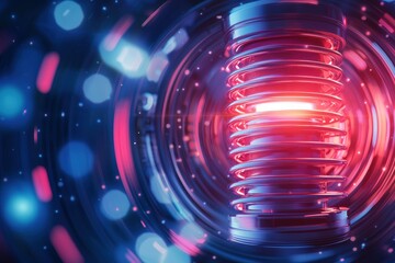 Poster - Abstract Vibrant Spiral Design with Red and Blue Light Effects in Motion