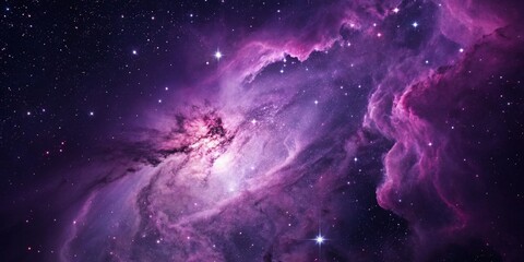 Wall Mural - Purple gas nebulae in space and sparkling stars