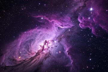 Wall Mural - Purple gas nebulae in space and sparkling stars