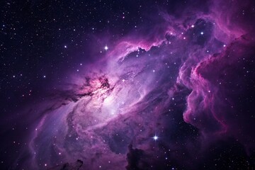 Wall Mural - Purple gas nebulae in space and sparkling stars