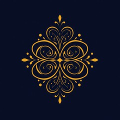 Wall Mural - Elegant Gold Ornate Design On Dark Background