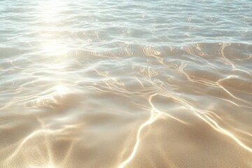 Wall Mural - Gentle waves lapping on soft beige sand seaside nature photography tranquil environment serene viewpoint coastal beauty