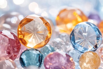 Poster - A close-up of colorful beads and glass pieces being loaded into a DIY kaleidoscope, with light shining through