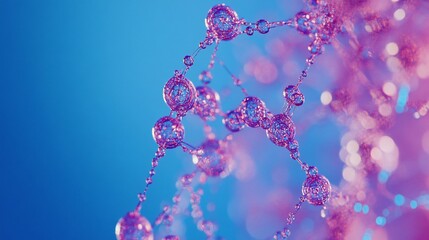 Leinwandbilder - Abstract pink and blue molecular structure.