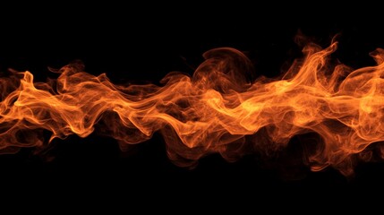 Poster - Horizontal fire flames burning intensely, creating a captivating wave of smoke and heat, embodying concepts of danger, energy, and raw power with vibrant colors