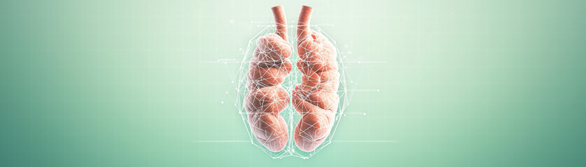 Poster - Digital illustration of brain with geometric design, showcasing neural connections and vibrant background. This artwork symbolizes intelligence and creativity