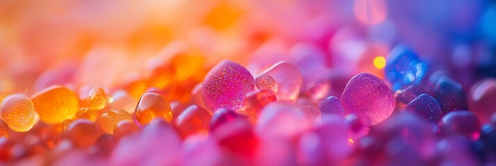 Aufkleber - Abstract close-up of colorful, translucent beads; vibrant hues and soft focus.